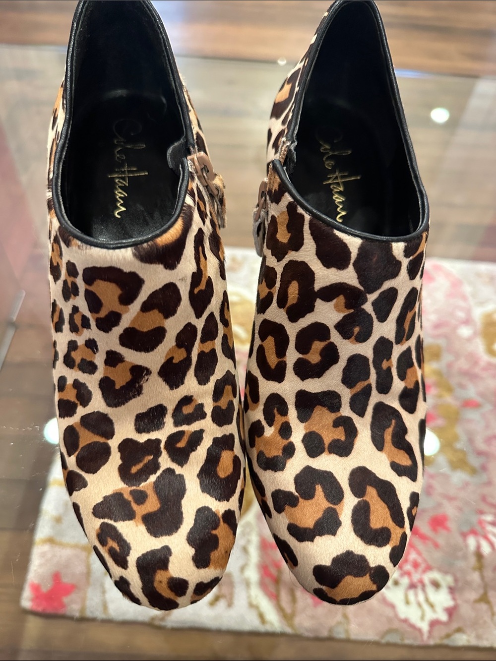 Cole Haan Leopard-Print Slip-On Mules in Tan and Black